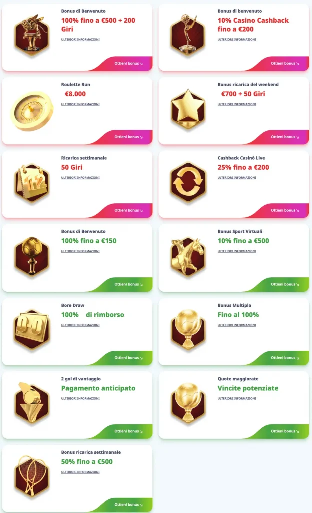 Bonus di Benvenuto del Casinò Infinity