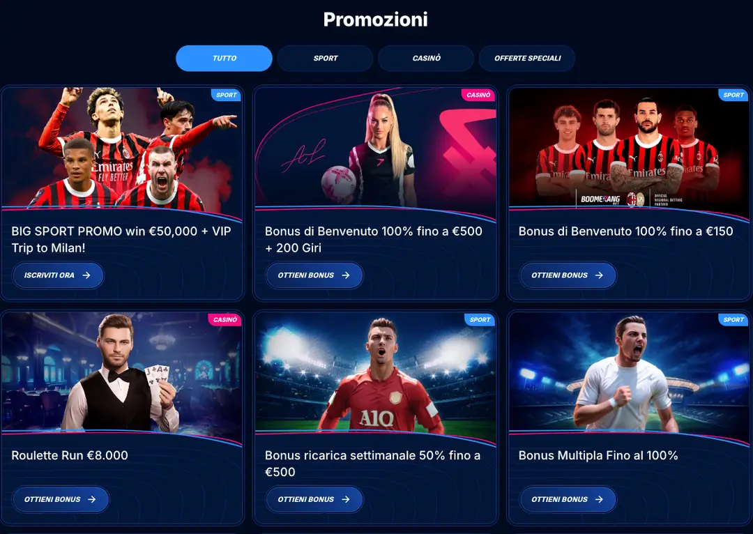 Bonus e Promozioni BoomerangBet