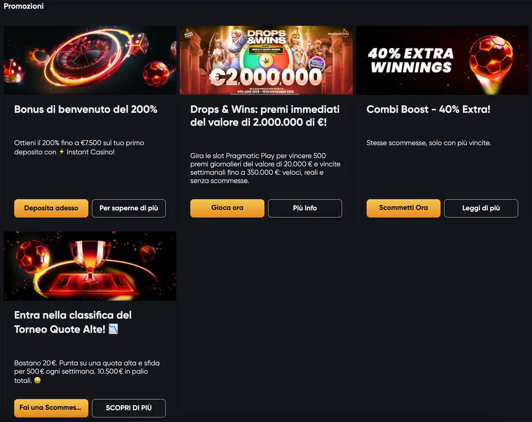 Bonus e Promozioni InstantCasino