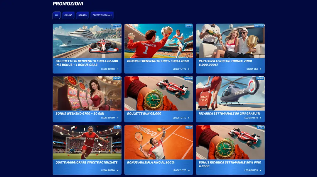Bonus e Promozioni di WonacoCasino