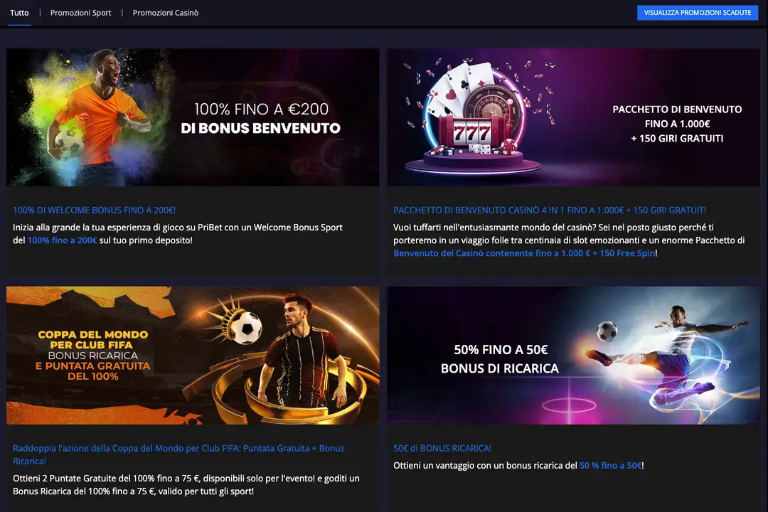 Bonus e Promozioni su Pribet Casinò