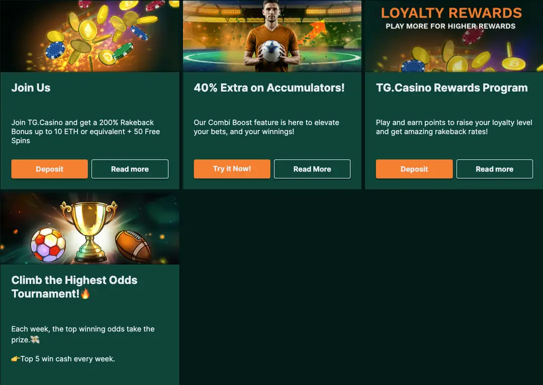 Bonus e promozioni tgCasino