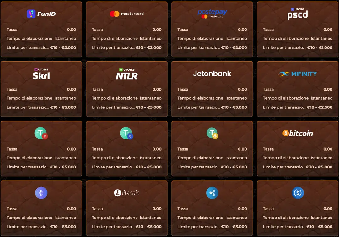 Metodi di Deposito e Prelievo