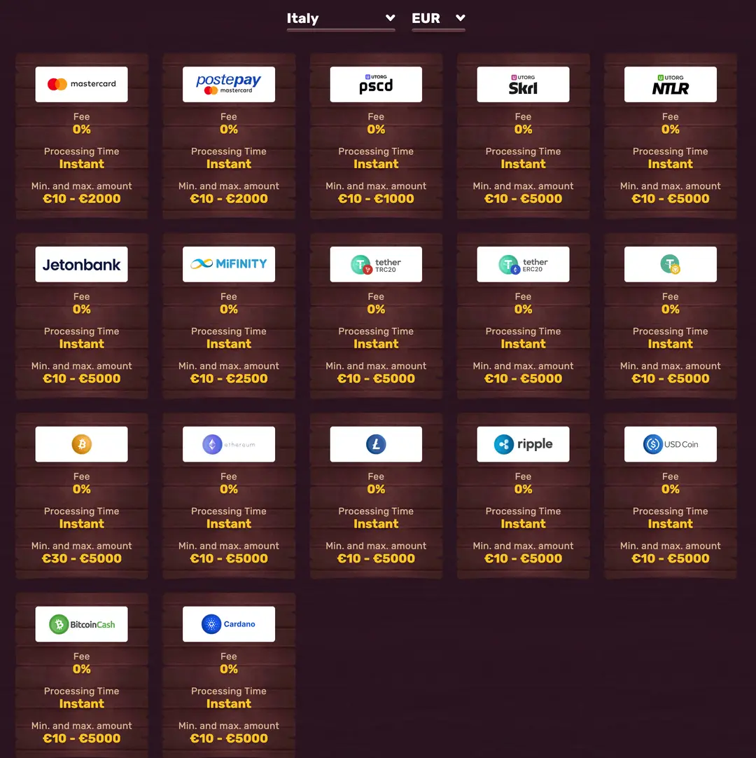 Metodi di Deposito e Prelievo