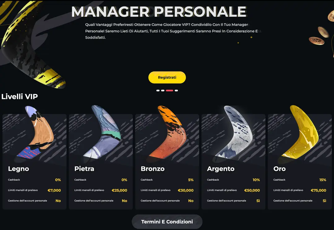 Programma VIP di Boomerang Casino