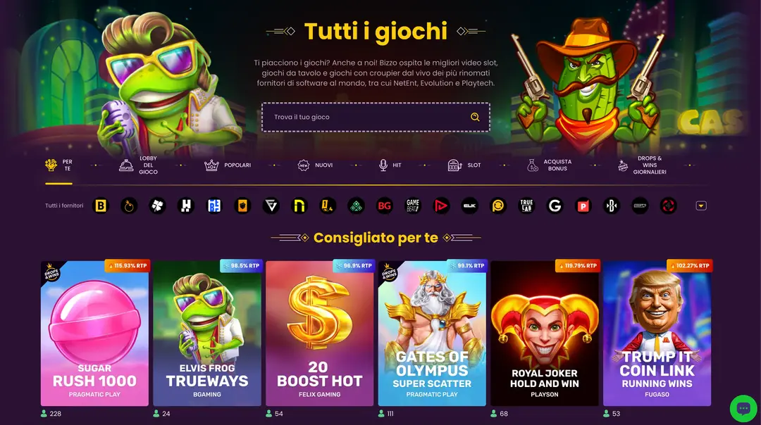Selezione di Giochi su BizzoCasino