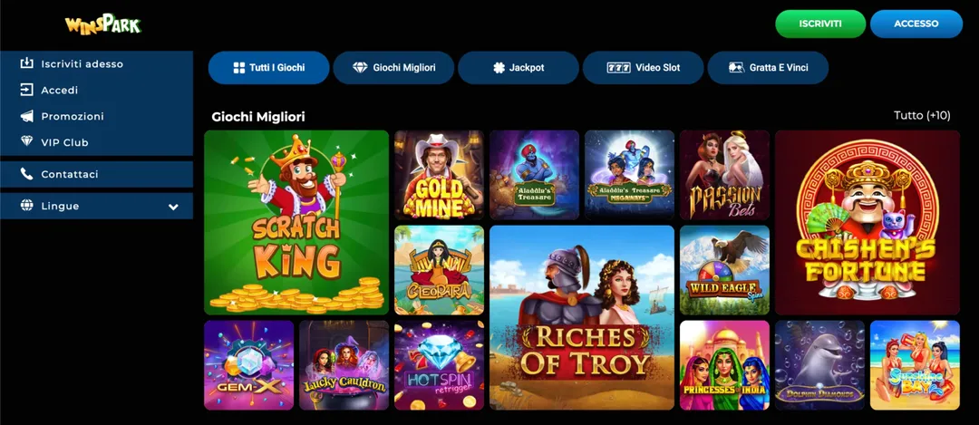 Selezione di Giochi su Winspark Casino