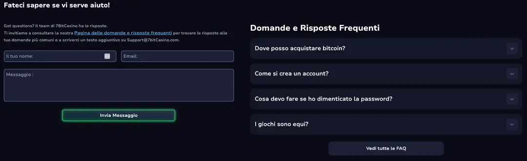 Servizio Clienti di 7Bit Casino