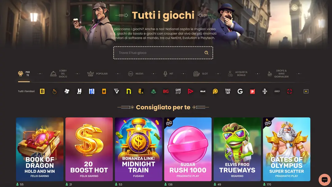Varietà di Giochi Disponibili NationalCasino