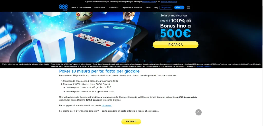 Bonus di 888 Poker