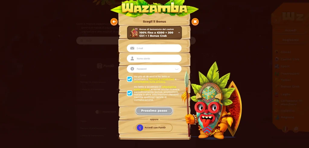 wazamba casino login
